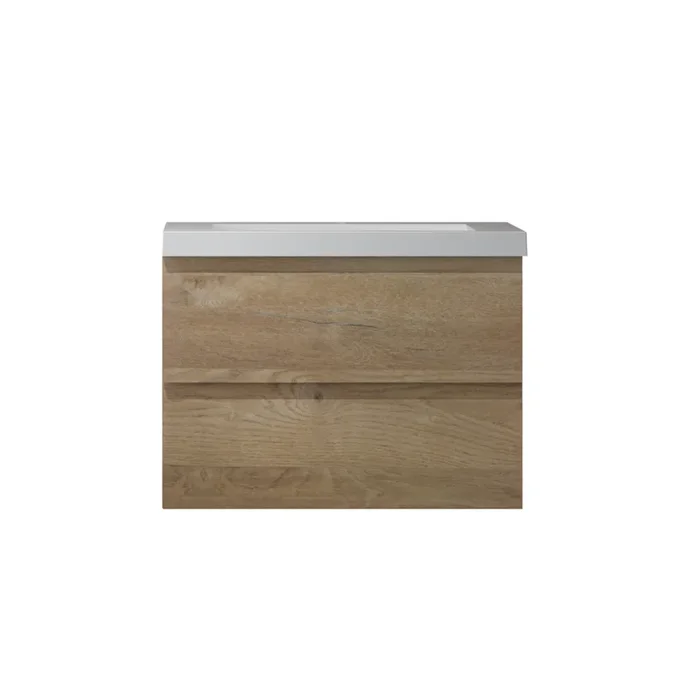 29” Wall Mounted Single Bathroom Vanity In Natural Wood With White Solid Surface Vanity Top Natural Wood Melamine
