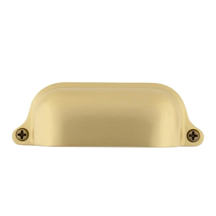 3-1/2 in. (89 mm) Satin Brass Drawer Cup Pull Farm Large