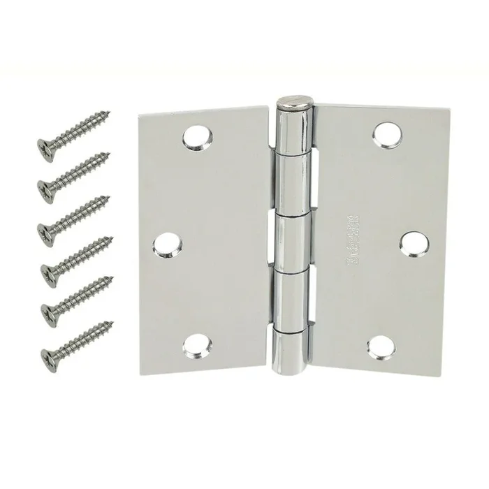 3-1/2 in. Chrome Square Corner Door Hinge