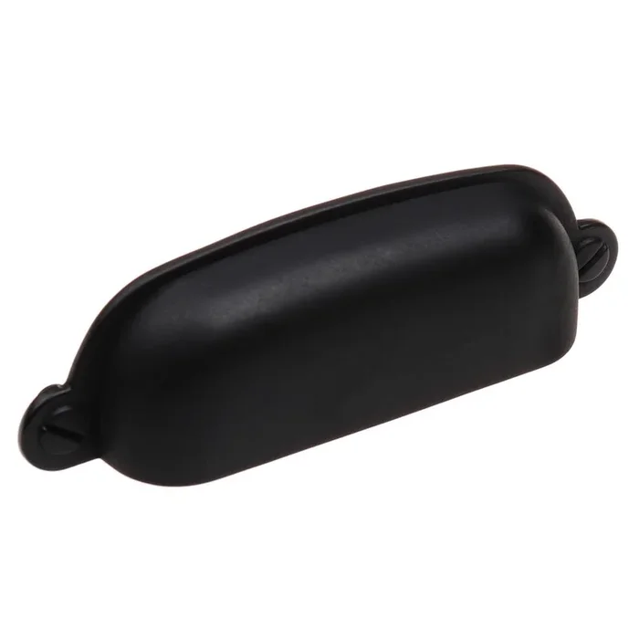 3-1/2 in. Matte Black Classic Bin Cup Handle Drawer Pulls (10-Pack)