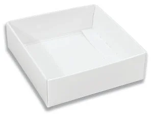 3-1/2 x 3-1/2 x 1-1/8 White 3 oz. Square Candy Box BASE 250/Case