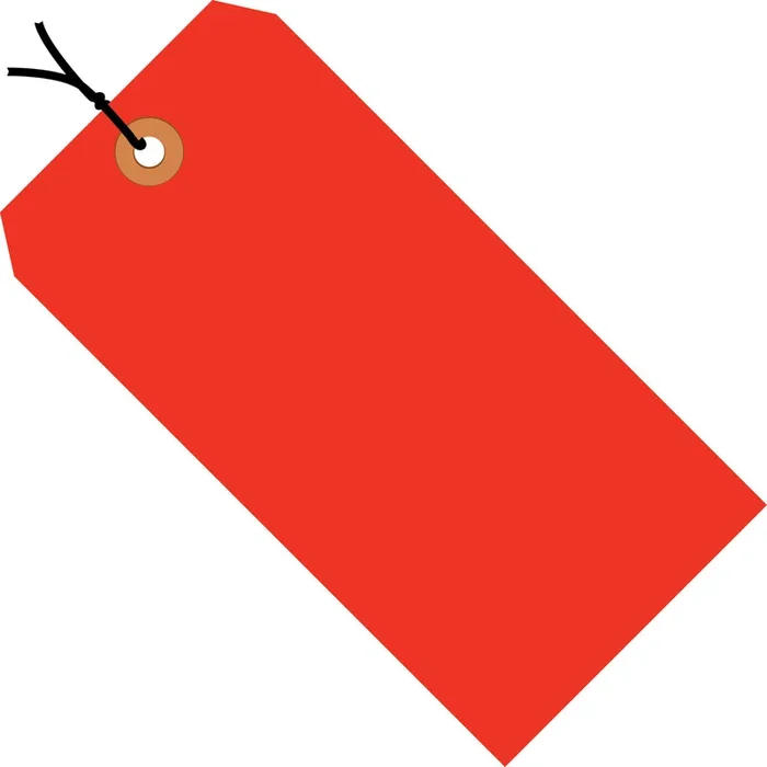 3 3/4 x 1 7/8 Fluorescent Red 13 Pt. Shipping Tags – Pre-Strung 1000/Case