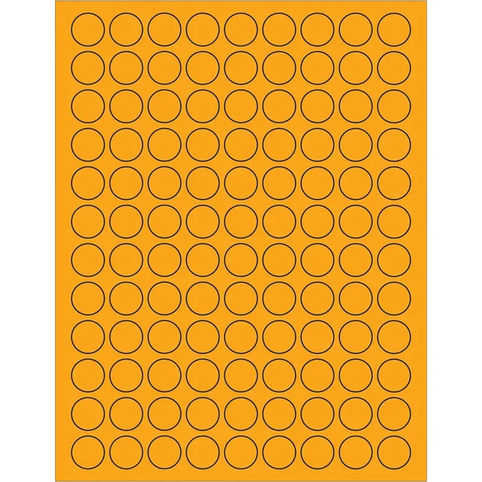 3/4″ Fluorescent Orange Circle Laser Labels 10800/Case