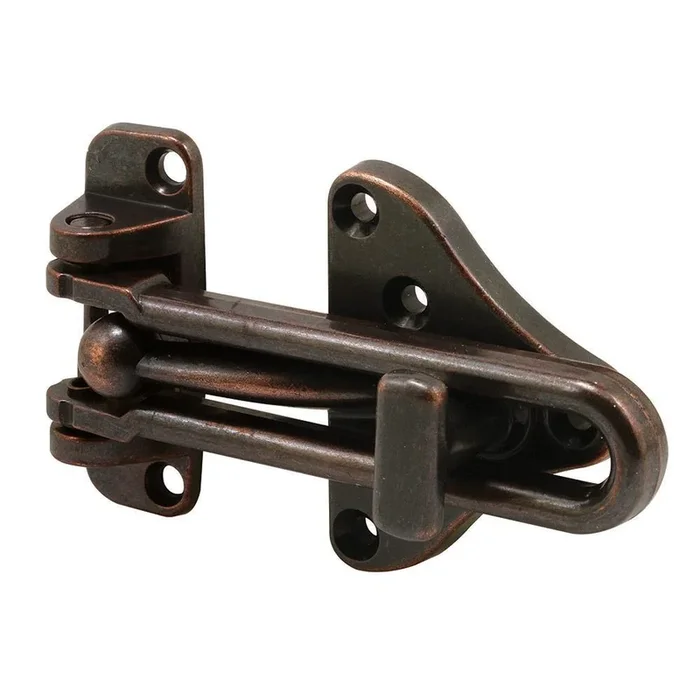 3-7/8 in. Hinged Bar Lock, High Security Door Guard, Diecast Zinc Construction, Classic Bronze Finish