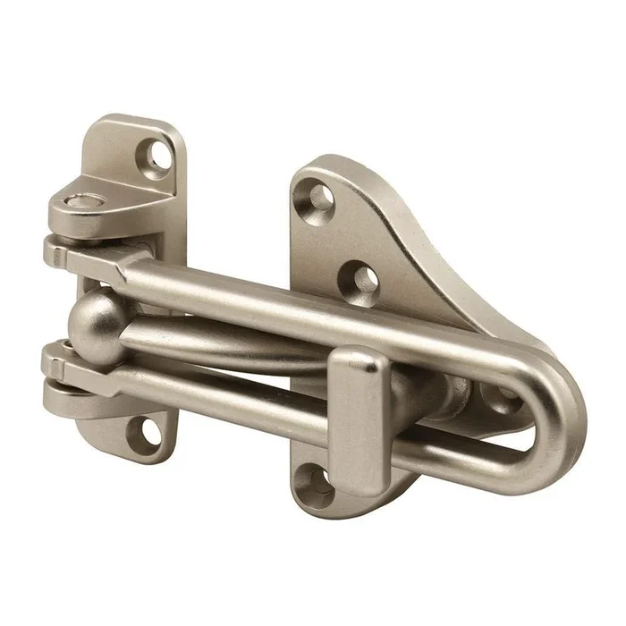 3-7/8 in. Hinged Bar Lock, High Security Door Guard, Diecast Zinc Construction, Satin Nickel Plated Finish