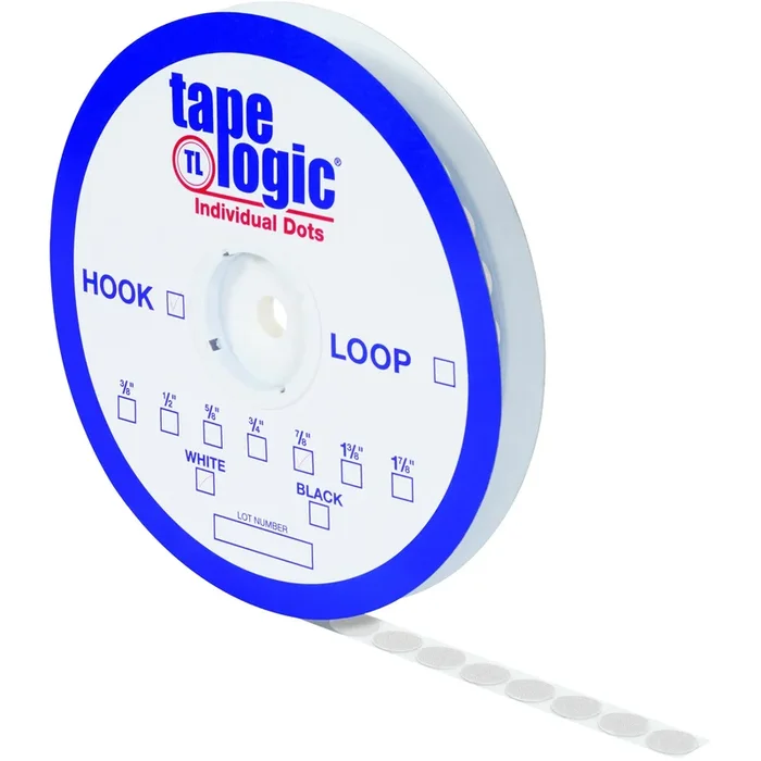 3/8″ White Hook Individual Tape Dots 1800/Case