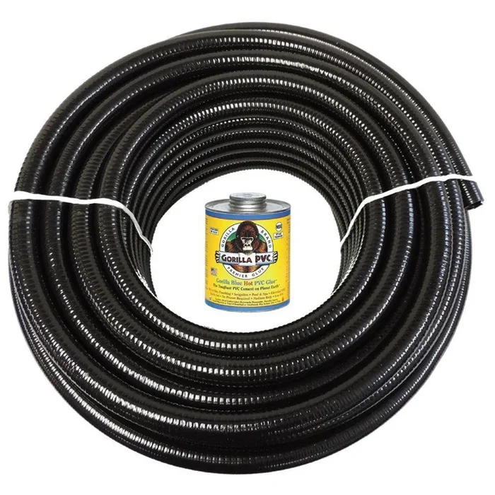 3 in. x 10 ft. Black PVC Schedule 40 Flexible Pipe with Gorilla Glue
