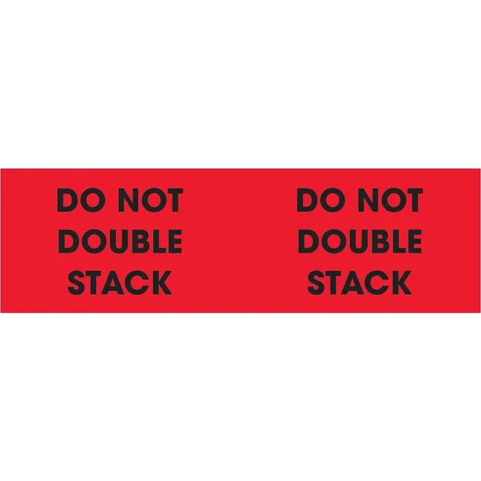 3 x 10″ – “Do Not Double Stack” (Fluorescent Red) Labels 500/Roll