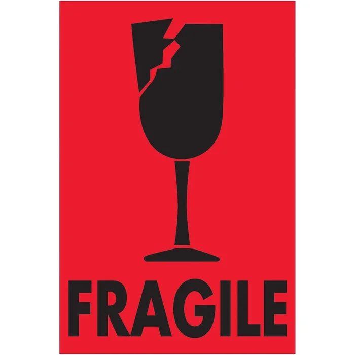 3 x 5″ – “Fragile” (Fluorescent Red) Labels 500/Roll