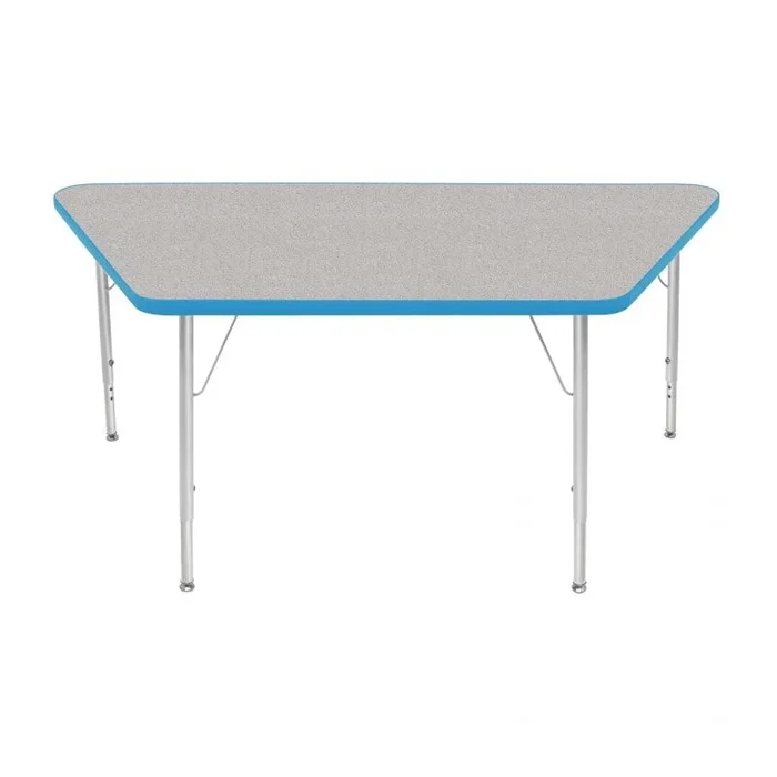 30″ X 60″ Trapezoid Table – Gray Nebula Top, Bright Blue Edge
