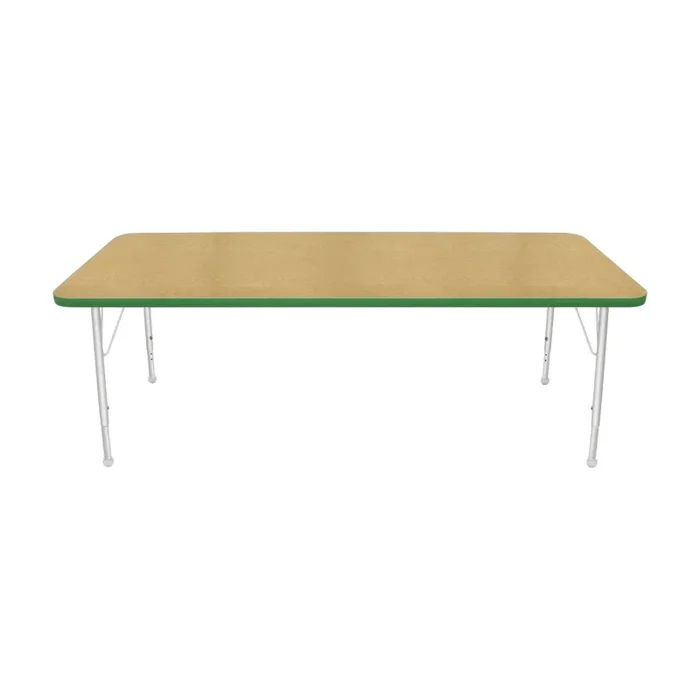 30″ x 72″ Rectangle Table – Top Color: Maple, Edge Color: Dustin Green