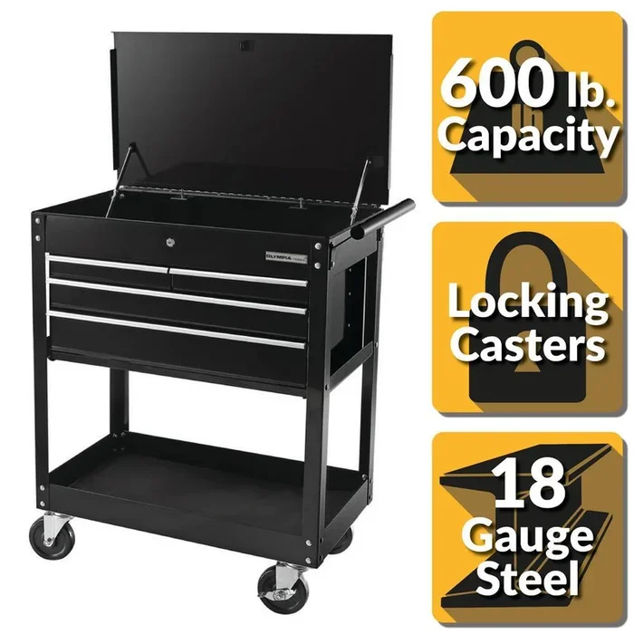 30 in. 4-Drawer Roller Cabinet Tool Chest in Black