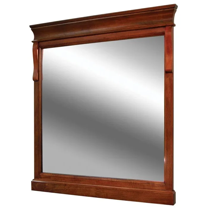 30 in. W x 32 in. H Framed Rectangular Bathroom Vanity Mirror in Warm Cinnamon