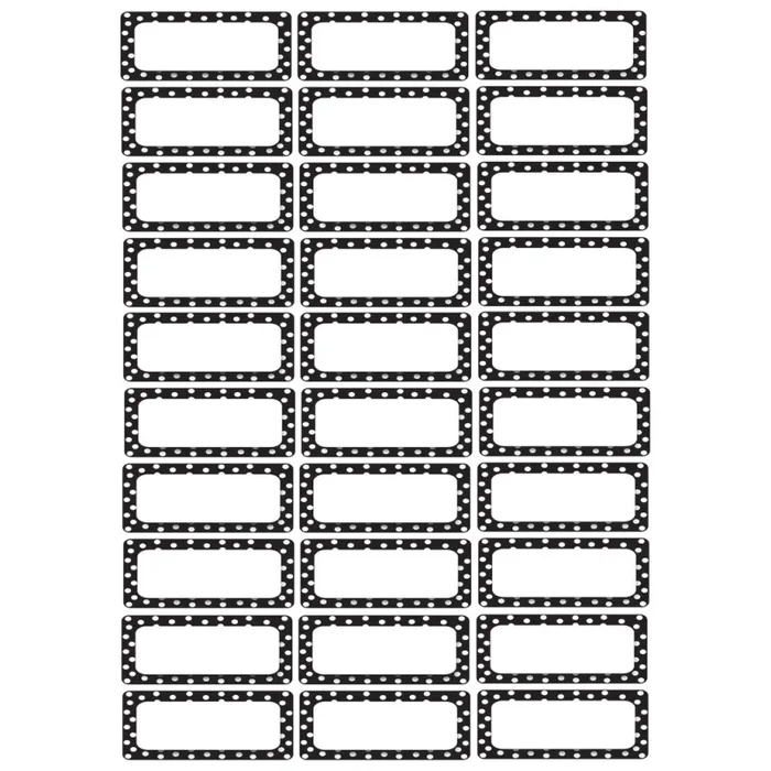 30Ct Black & White Dots Magnetic Die-Cut Small Foam Nameplates & Labels
