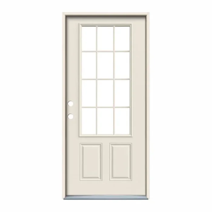 32 in. x 80 in. 12 Lite Primed Steel Prehung Right-Hand Inswing Back Door