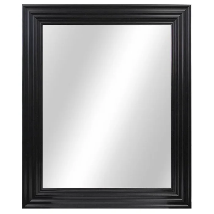 34 in. W x 28 in. H Framed Rectangular Anti-Fog Bathroom Vanity Mirror in Black Finish