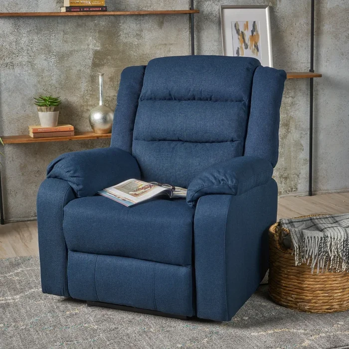 35.04″ Wide Power Standard Recliner Navy Blue Fabric