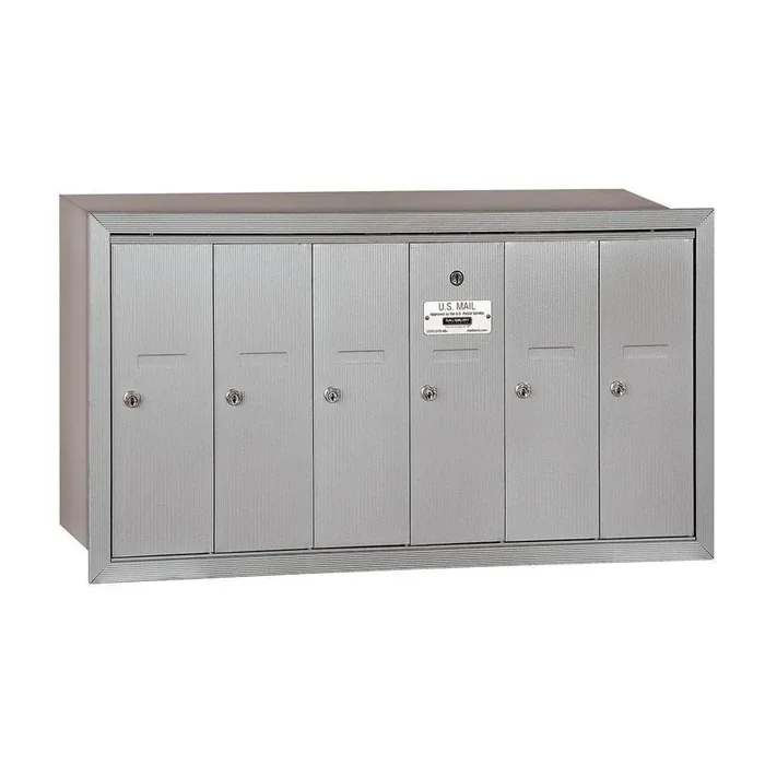3500 Series Aluminum Recessed-Mounted Private Vertical Mailbox with 6 Doors