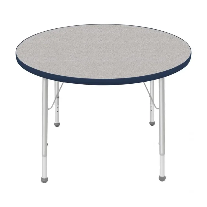 36″ Round Table – Gray Nebula, Navy Edge Color