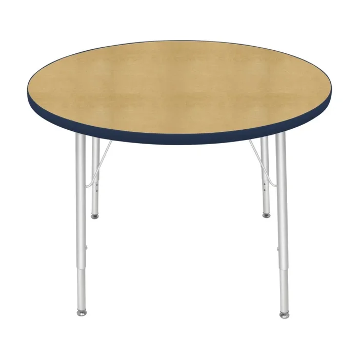 36″ Round Table – Maple Top Color, Navy Edge Color