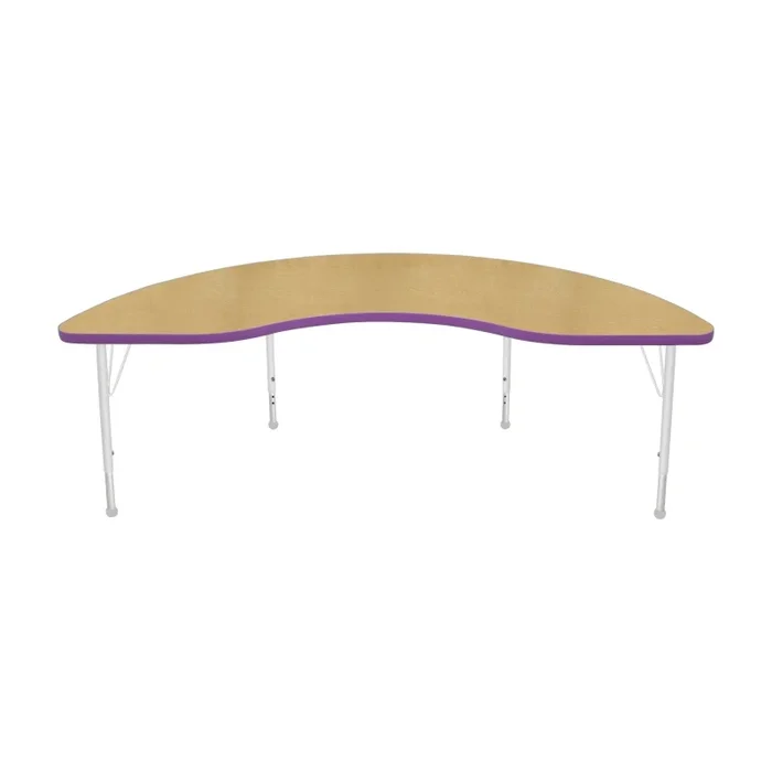 36″ X 72″ Kidney Table – Maple Top, Purple Edge