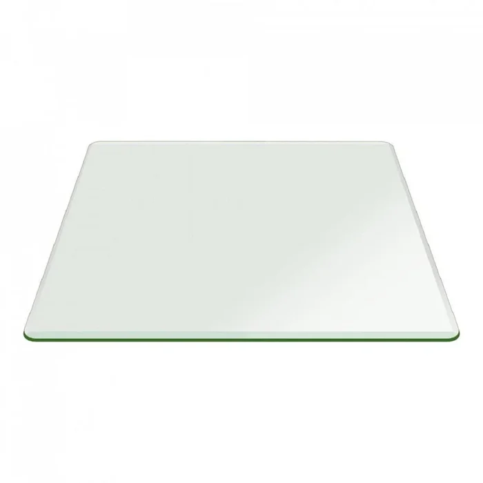 36 in. Clear Square Glass Table Top 1/2 in. Thick Bevel Polish Tempered Radius Corners
