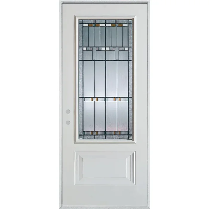 36 in. x 80 in. Architectural 3/4 Lite 1-Panel Painted White Right-Hand Inswing Steel Prehung Front Door