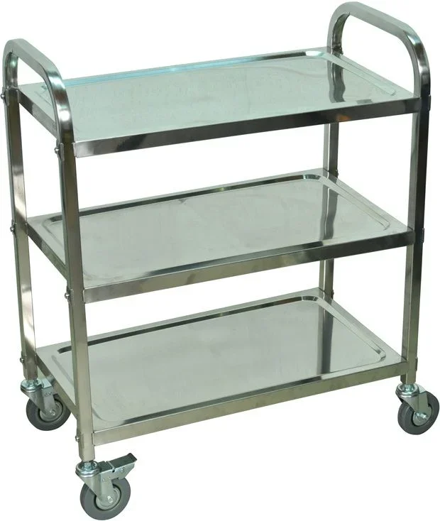 37″ H Stainless Steel Cart with Three Shelves