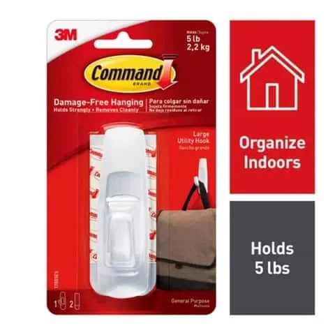 3M Command Large Plastic Hook 3.91 in. L 1 pk
