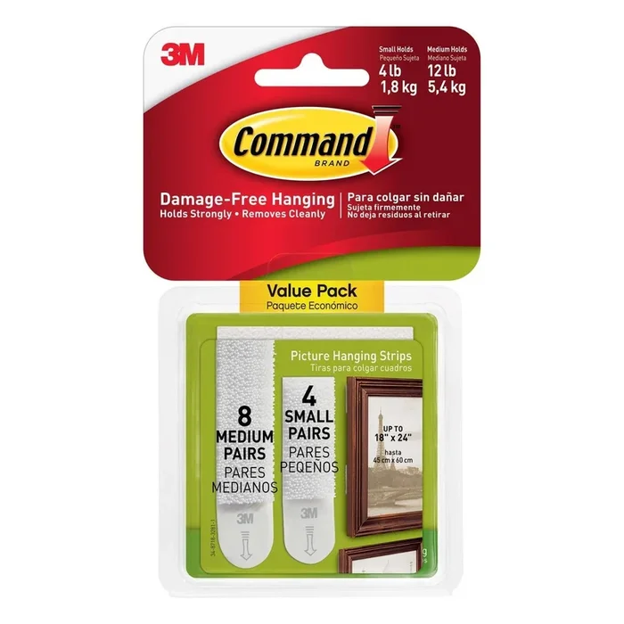 3M Command White Assorted Picture Hanging Strips 12 pk