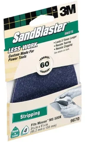 3M Sandblaster 5-1/4 in. L X 3-3/4 in. W 60 Grit Aluminum Oxide Mouse Sandpaper 4 pk