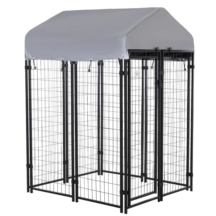 4′ x 4′ x 6′ Dog Playpen Outdoor, Dog Kennel Dog Exercise Pen with Lockable Door, Water-resistant Canopy, for Small and Medium Dogs