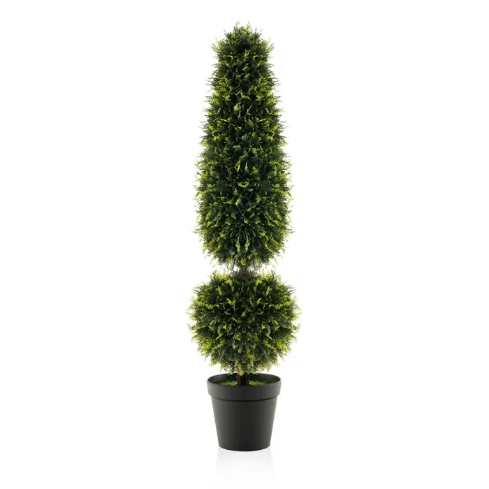 4 Feet Artificial Boxwood Topiary Tree with Natural Vines and PE Leaves