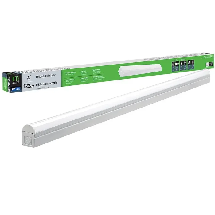 4 ft. 64-Watt Equivalent Integrated LED White Strip Light Fixture 4000K Bright White 1800 Lumens Plug-in or Direct Wire