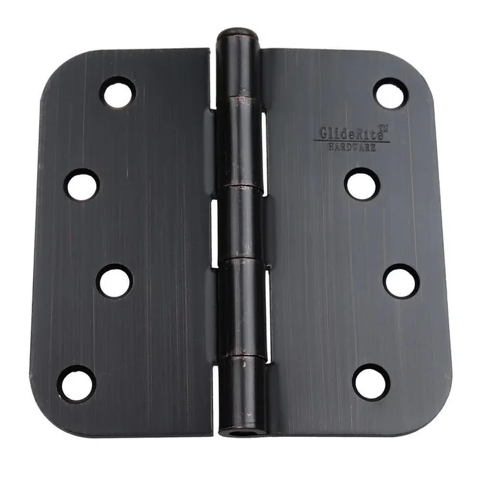 4 in. Oil Rubbed Bronze Steel Door Hinge 5/8 in. Corner Radius with Screws (12-Pack)