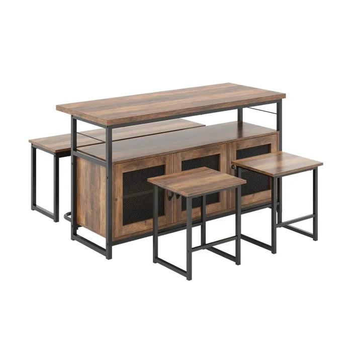 4 Piece Kitchen Island Set with Bench and Storage