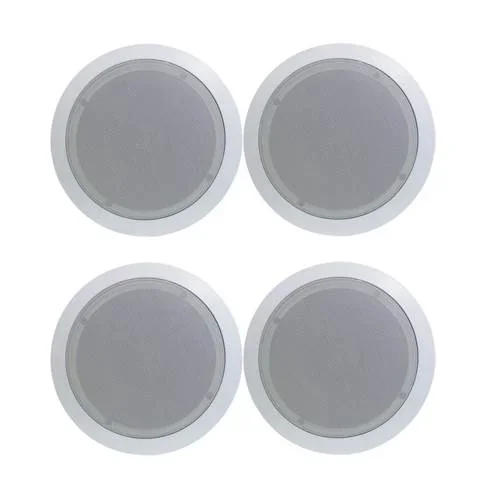 4) Pyle PDIC51RD 5.25 Inch 150W Round White In-Ceiling Wall Flush Speakers Four