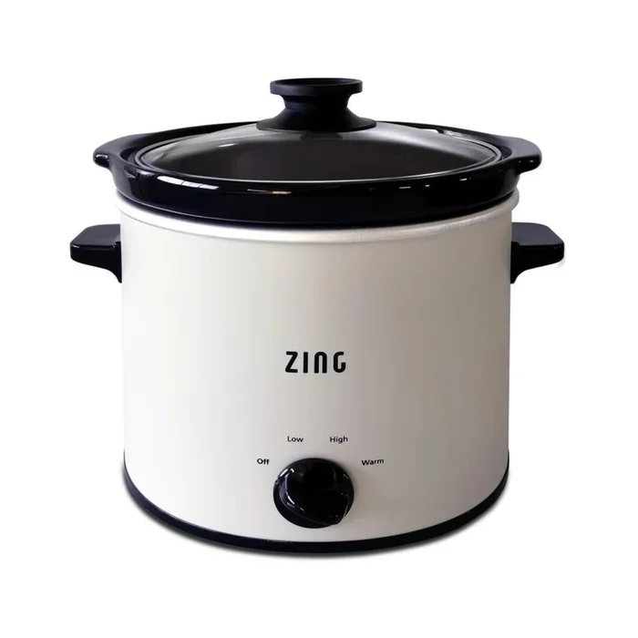 4 Qt. Round White Slow Cooker with Glass Lid