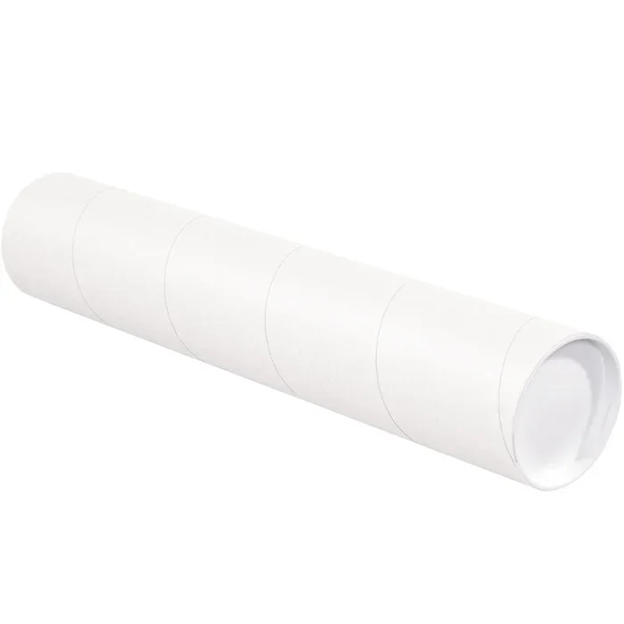 4 x 18 White Mailing Tubes With End Caps .080 Gauge 15/Case