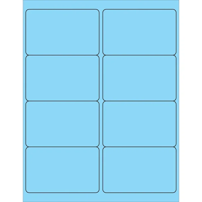 4 x 2 1/2″ Fluorescent Pastel Blue Rectangle Laser Labels 800/Case
