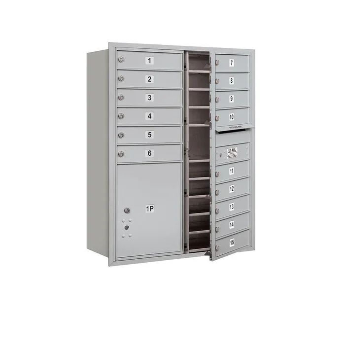 41 in. H x 31-1/8 in. W Aluminum Front Loading 4C Horizontal Mailbox with 15 MB1 Doors/1 PL5