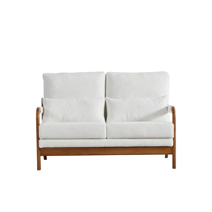 49.01″Modern Teddy Fabric Loveseat,Wood Frame Sofa for Living Room