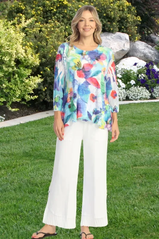 49-2059 Charlotte Floral Mesh Tunic Womens Top