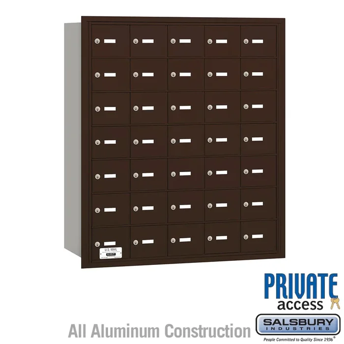 4B+ Horizontal Mailbox with 35 A Doors, Bronze, Rear Loading, Private Access