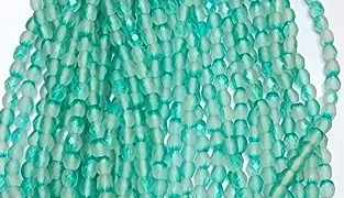 4mm Fire Polish Faceted Round- Matte Clear-Dyed Green