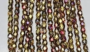 4mm Fire Polish Faceted Round- Metallic Golden Peacock