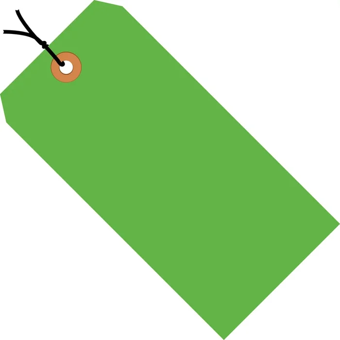 5 1/4 x 2 5/8 Fluorescent Green 13 Pt. Shipping Tags – Pre-Strung 1000/Case