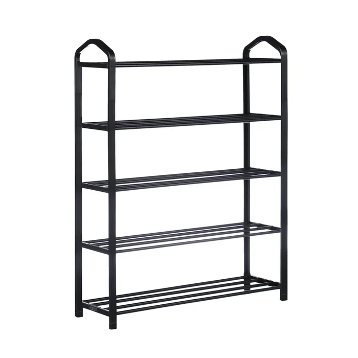 5-Tier Stackable Shoe Rack, 15-Pairs Sturdy Shoe Shelf Storage, Black Shoe Tower for Bedroom, Entryway, Hallway, and Closet