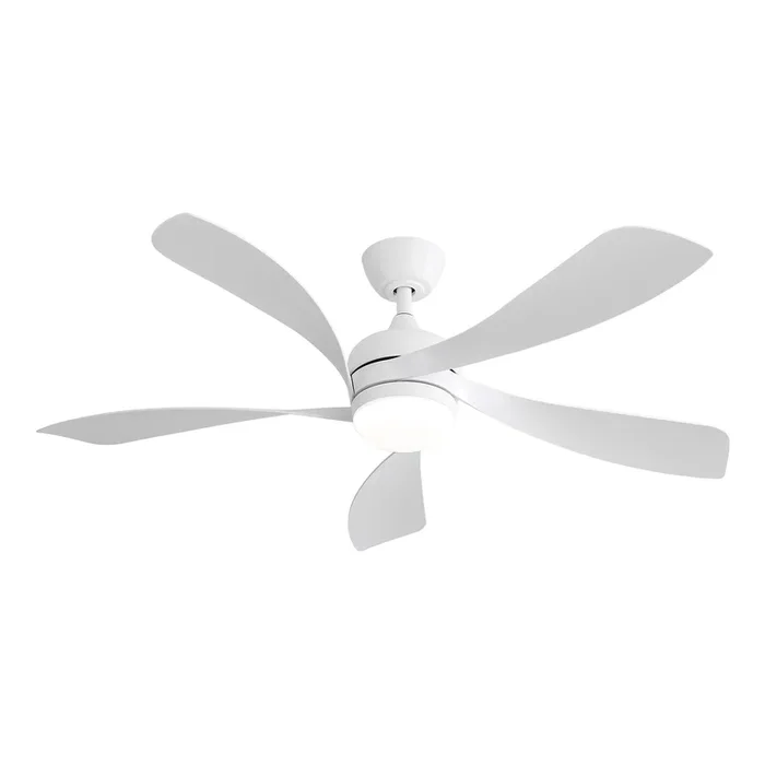 52 Inch Modern Ceiling Fan With 5 Abs Blades Remote Control Reversible Dc Motor White For Bedroom White Abs