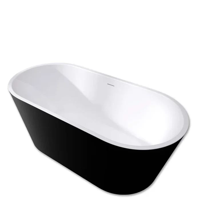 59″ Acrylic Freestanding Bathtub, Matte Black Modern Stand Alone Soaking Bathtub, Brushed Nickel Drain And Minimalist Linear Design Overflow Included Easy To Install Matte Black Oval Bathroom Freestanding Tubs Matte 59 61 In American